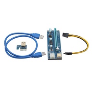 amagogo PCI-E 1X to 16X Enhanced Powered Riser Adapter Card &amp; USB 3.0 Data Cable &amp; SATA Power Cable Adapter
