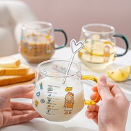 D0603-Cartoon Milk Cup with Scale Breakfast Cup High-Value Large-Capacity Scented Tea 400ml Oatmeal 