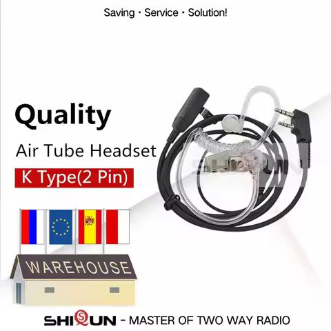 Quansheng UV-K5 Walkie Talkie Headset with Mic 2 Pin Acoustic Air Tube Earpiece UV-5R Kenwood Baofen