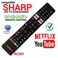 (NO VOICE) SHARP Android 4K TV Remote Control RC201, 2TC32EG2X, 2TC42EG2X, 4T-C50EK2X, 4T-C55EK2X, 4