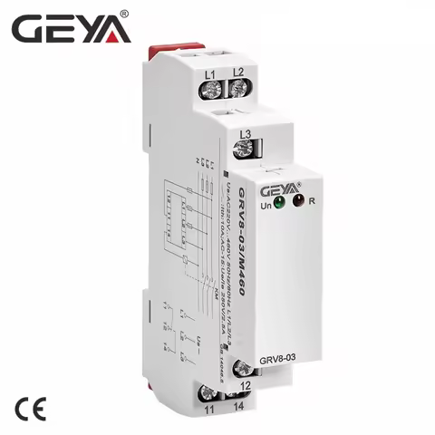 GEYA GRV8-03 Phase Sequence Relay Phase Failure Relay Din Rail Type 45Hz-65Hz True RMS Measurement C