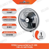 POTENZA Commercial Fan (CF-50W) Wall Fan, 110W x 20, 240V/1Ph/50Hz (1 Year Warranty) High Quality Fa