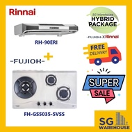 FUJIOH X RINNAI COMBO [FH-GS5035SVSS Fujioh S/S Cooker Hob GS5035 5035 5035SVSS &amp;RH-90ERI Rinnai Slim Hood]