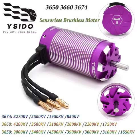 YSIDO RC Motor 3650 3660 3674 Sensorless Brushless Motor 5.0mm/3.175mm Shaft for 1/8 1/10 RC Car Dri