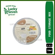 Round Disposable Plastic Food Container [5 in 1] BEKAS PLASTIK MAKANAN 750ml