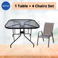 【New Product】Outdoor Rippled Glass Square Coffee Table Set Foldable Garden Balcony Cafe Home Dining 