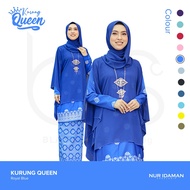 [Baju Kurung Moden] KURUNG QUEEN + CAPE(ROYAL BLUE) with Batik Pattern Skirt