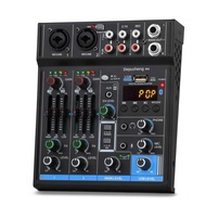 qingjingjie M4 4 Channel Bluetooth Mini Audio Mixer Sound Card Audio DJ 16 Digital Effects Noise Reduction Console USB Recording For Singing