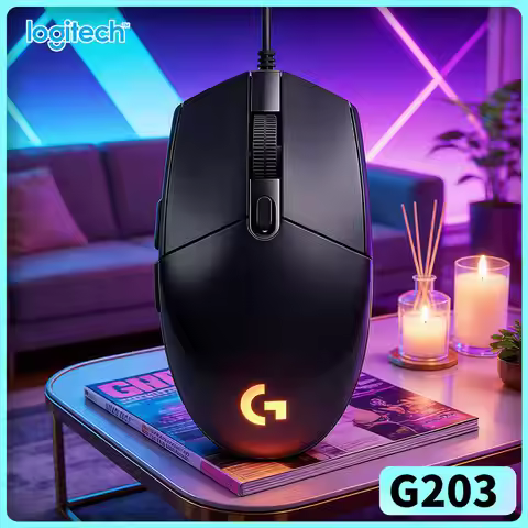 Logitech G203 Wired Gaming Mouse RGB Backlight 8000 DPI 6 Buttons 1ms Response 2.1m Cable Windows Ma