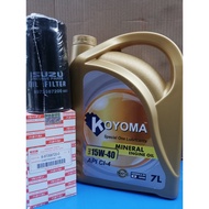 ISUZU D-MAX 3.0 (LONG) OIL FILTER 8-97358720 + KOYOMA 15W40 CI-4 7LITER ENGINE OIL DMAX