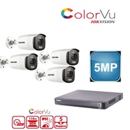 4 Channel 5MP Hikvision ColorVu CCTV Package Complete With 4 x ColorVu Camera - Hikvision ColorVu CC