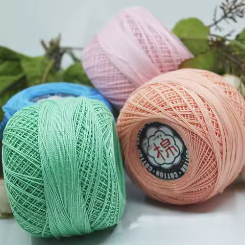 Retail 50g/ball 8# 2ply DIY Colorful Thin Lace Yarn Crochet Yarn 100% Cotton Yarn Hand Knitting Thre