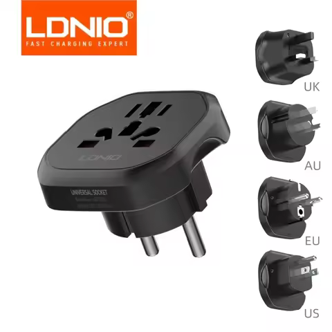 LDNIO EU UK US AU Universal Travel Adapter Kr Conversion Plug 48mm Eu To AU American Plug Adapter To