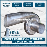 Pompa Doko Keong Alkon 2.5 dim / inch Modifikasi Full Stainlis Untuk Gx160 / Gx200 Model Tempel