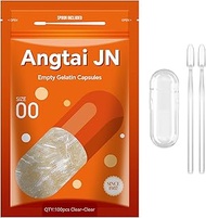 Empty Capsules Size 00 - Clear Gelatin Capsules Empty (100 Count) with Two Miro Lab Spoons - Gel Cap