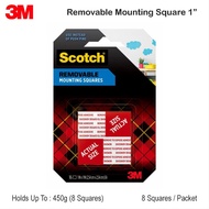3M Scotch Mounting Tape Square Removable 1" / 8 Square holds 450g 3M-108S-SQ