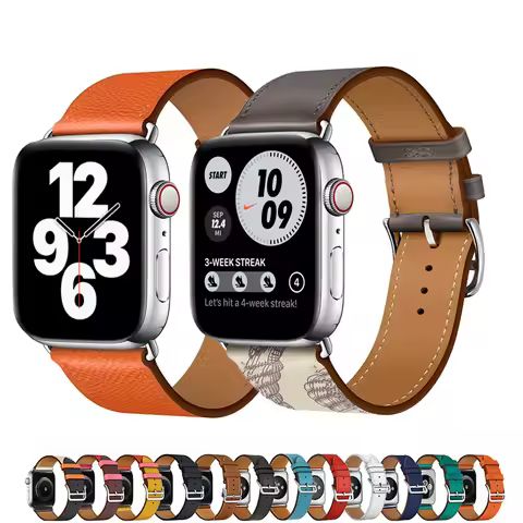 Strap for apple watch band 44mm 40mm 45mm 41mm 49mm 42mm Genuine Leather Hermes bracelet iWatch seri