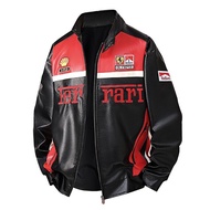 Ferrar Racing Leather Jacket, SF90, PUROSANGUE, F1 Racing Suit, Standing Tie Buckle Zipper Design, L