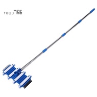 Flexible 14" Heavy Duty Vacuum Head for Pools with 4 Extension Poles Wheels Cleaner