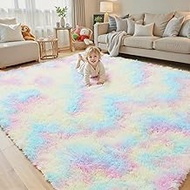 8x10 Area Rugs for Bedroom Living Room Fluffy, Large Area Rug Shag Shaggy Carpet Soft Plush Furry Be