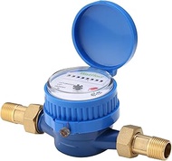 Watflow 1/2" NPT Couplings Water Meter, Single-Jet Measuring in Cubic Meter, Cold Water Meter for Ga