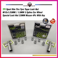 TPI SPORT RIM TYRE TAYER TIRE WHEEL LOCK NUT M12X1.50MM 5SPLINE LOCK NUT 33MM CHROME