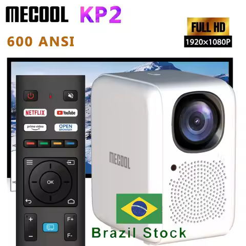 MECOOL KP2 LED Mini Projector 1920x1080 Pixels 600 ANSI HDMI-compatible Linux USB Audio Portable Hom