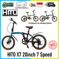 Latest Model HITO X7 20inch foldable bicycle ultra-light 7 speed Shimano tourney mechanical disc brake