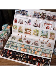 1 Roll 78.74inch(200cm) Reading Time Series Together Artistic Style PET Stickers On Roll Cutting Dec