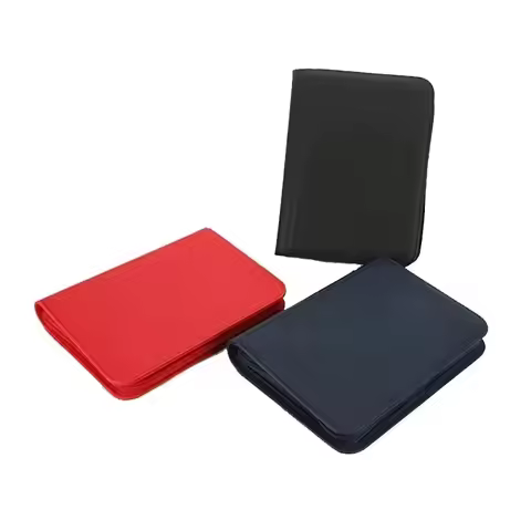 PU Leather 160 Pockets Cards Side Loading Binder TCG Game Zipper Card Album With 4 Sealed Fixed Pock