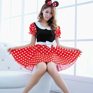 Costume Disney Mickey Minnie Dress Polka Dots Cartoon Halloween Fancy Dress Headband Minnie