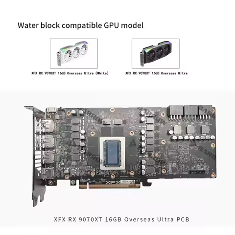 Barrow GPU Block For XFX RX 9070XT 16GB Overseas UItra , Graphics Card Water Cooler , PC Cooling Rad