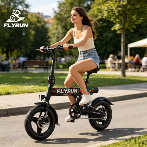FLYRUN NV14-ST Adult Electric Bike, 500W Peak Motor Electric Road Bicycle, 36V 7.8Ah Battry, 14" Tir