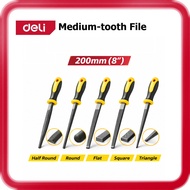 [ DELI ] (DL76108 DL78108 DL75108 DL79108 DL77108) Medium-tooth File | 8 inch 200mm | Flat Round Squ