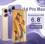โทรศัพท์ ใหม่ i14 Pro Max 5G Mobile Phone 6.8นิ้ว โทรศัพท์มือถือ รองรับ2ซิม Smartphone 4G/5G แรม16GB รอม512GB โทรศัพท์ Android13.0 โทรศัพท์ถูกๆ 24MP+48MP Battery 6800mAh โทรสับราคาถูก โทรศัพท์ส
