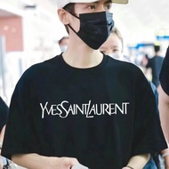 HOT_YSL 2024 Summer Saint Laurent Pure Cotton Short-sleeved Male And Female Celebrity Same Style T-shirt YS Printed Loos