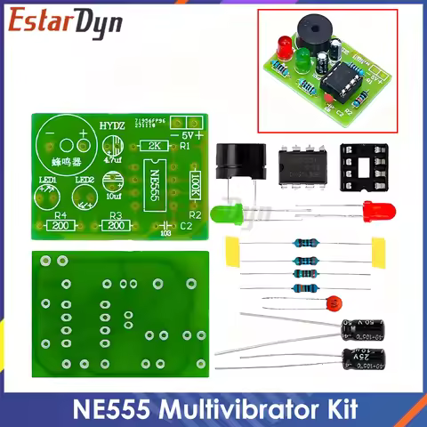 NE555 Astable Multivibrator Kit NE555P Non-stable Circuit Dual Flash Light Electronic DIY Teaching a