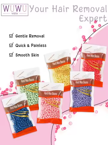 WUWUVISTA 100g/3.52oz Hot Wax Hair Removal Depilatory Waxing Wax Beans for Wax Heater Painless for a