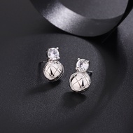 [Best Gift] S999 sterling silver sparkling zircon earrings, vintage style women's niche diamond grid