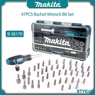 Makita ดอกไขควงด้ามหกเหลี่ยมประแจชุดบิตไฟฟ้า47ชิ้น B-36170ดอกไขควงชุดเครื่องมือบิตซ็อกเก็ต