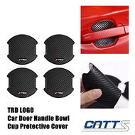 4 pieces Carbon Fiber Texture TPU Car Door Bowl Sticker Car Door Sticker Scratches Resistant Cover TRD for Toyota camry corolla yaris Avanza Coolant Altis Vios Hilux Wish Alphard RAV4 Hiace Innova Wigo Vigo Revo Wish Fortuner