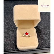 Trendy 4-leaf clover ring in 2 fashionable colors: red, white