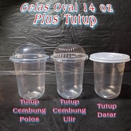 14 oz oval plastic cup with lid (50 pcs) plastic cup