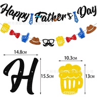 【Ready Stock】Father's Day Party Decoration Happy Fathers Day Flag Pulling Cake Decoration Big Card I