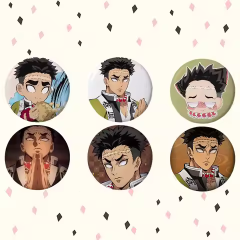 Cartoon Cool Gyomei Himejima Anime Round Laser Badge Cartoon Brooch Clothes Backpack Accessories Lap
