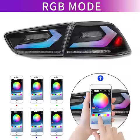 SINDAR 2Pcs LED RGB Tail Lights Driver/Passeng For Mitsubishi Lancer EVO X 2008-2017 Animation Rear 