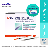 BD Ultra Fine 8mm Insulin Syringe 1ml 31G (Box of 100’s) Jarum Insulin Exp date: October 2028