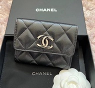 減價❣️Chanel 23s 鑽扣 雙層 卡包 cardholder Wallet double XL CF classic Flap 黑金 荔枝牛皮 銀包 錢包 25b 25k 26c card h
