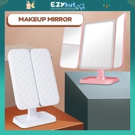 3 Modes Rechargeable LED Desk Mirror Vanity Mirror With Lights Makeup Mirror Touch Control Adjustabl