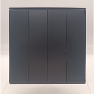 SIMON E6 BLACK DOFF MATT BLACK HOTEL QUARTET SWITCH 4 GANG 2 WAY SWITCH